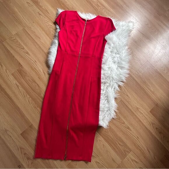 Felicity and Coco MIDI Pencil Dress Red Size Medium Short Sleeve - Picture 6 of 6